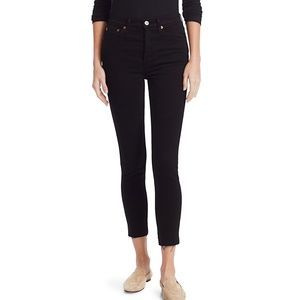 Re/Done High-Rise Ankle Skinny Jeans in faded black
